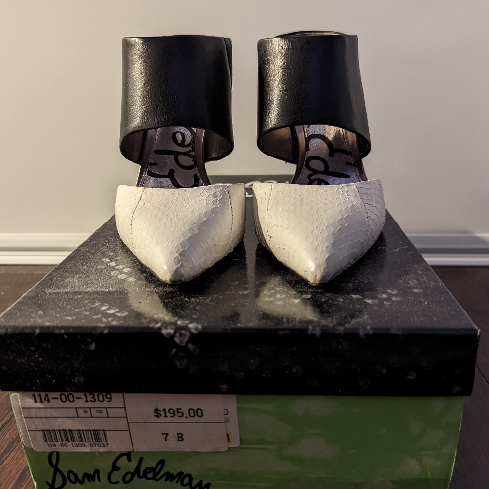 Sam Edelman black and white leather pump - Picture 3 of 5